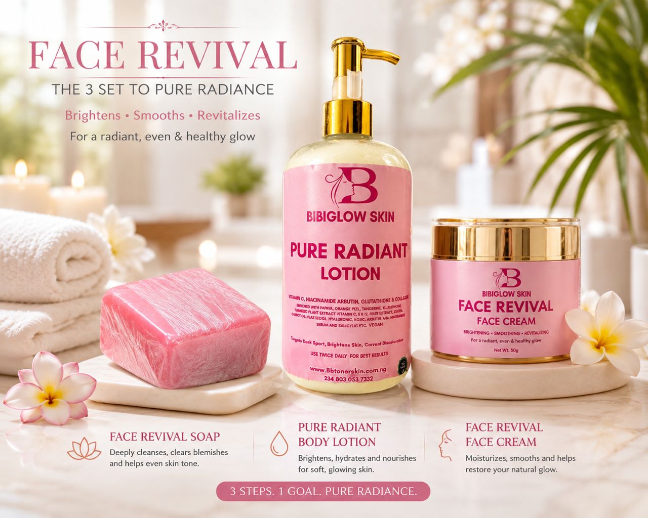BibiGlow Face Revival 3-Piece Pure Radiance Set